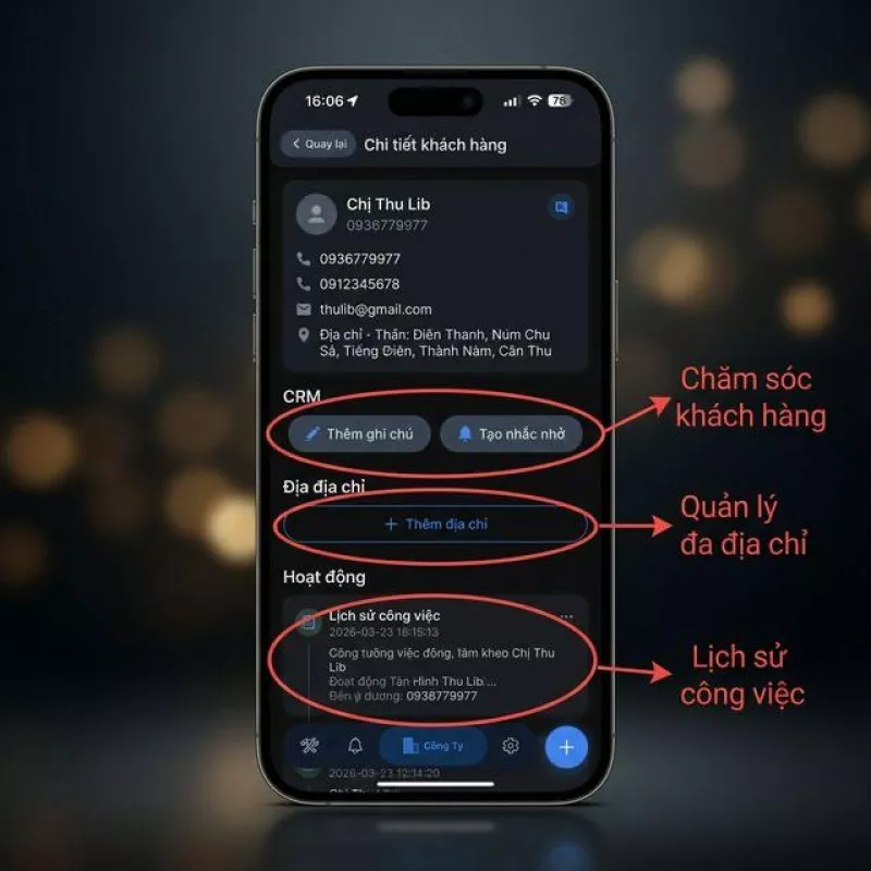CRM khách hàng và lịch sử công việc giúp điều phối kỹ thuật chính xác hơn