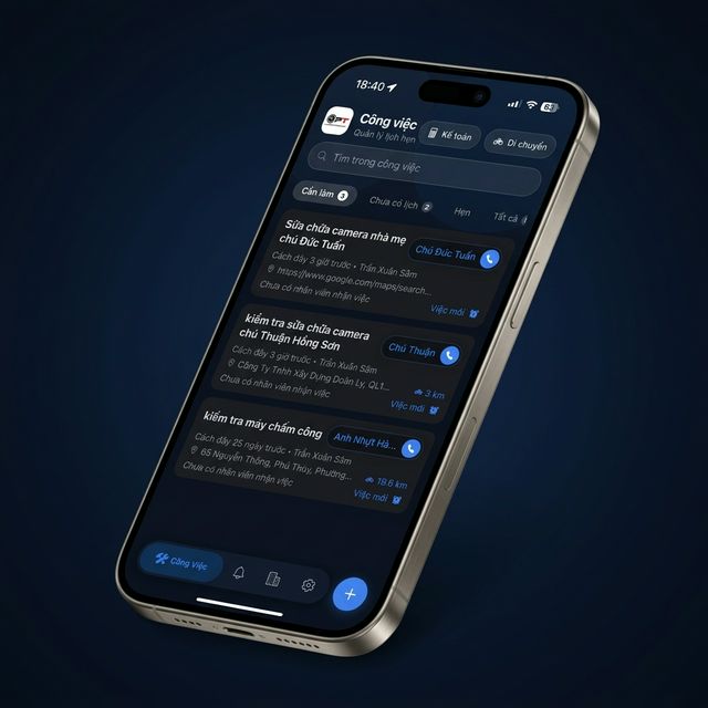 Giao diện Mockup iPhone 17 - Tổng quan ứng dụng Giao Việc Nhanh